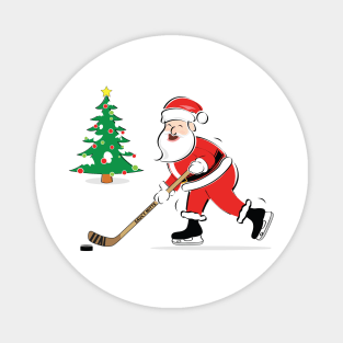 Hockey Santa and Christmas Tree Magnet